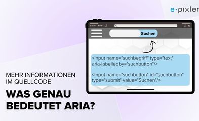 Eine Website mit einem Suchfeld, damit wird das ARIA-Label für Suchbutton erklärt.
