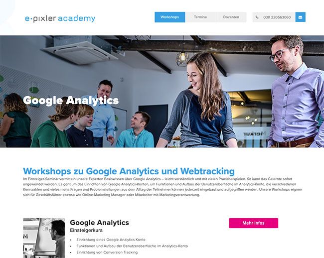 Foto: Workshops zu Google Analytics und Webtracking in der e-pixler academy