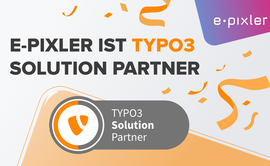 Logo TYPO3 Solution Partner und Konfetti